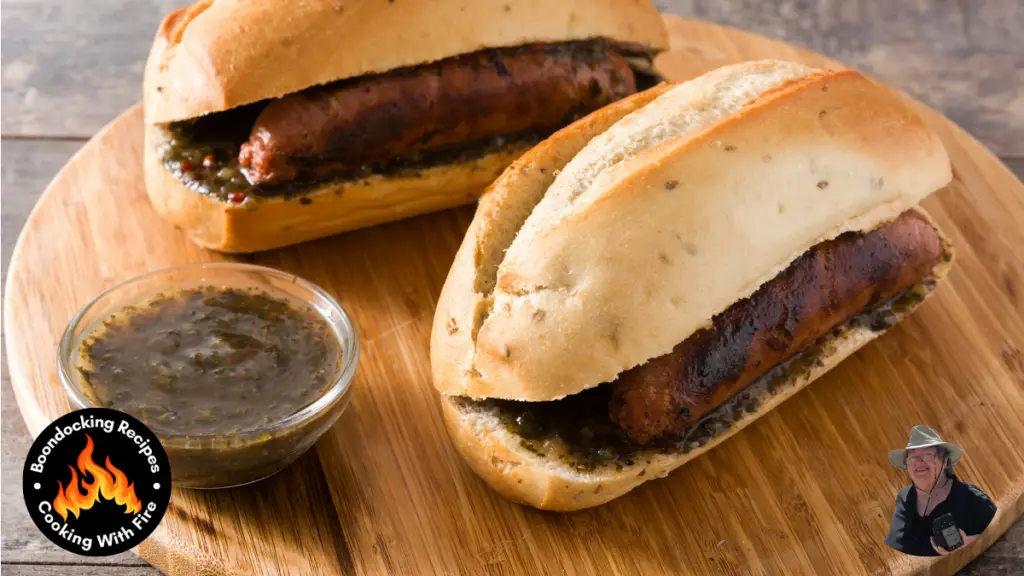 Campfire Smoked Sausage Sandwich With Chimichurri Recipe