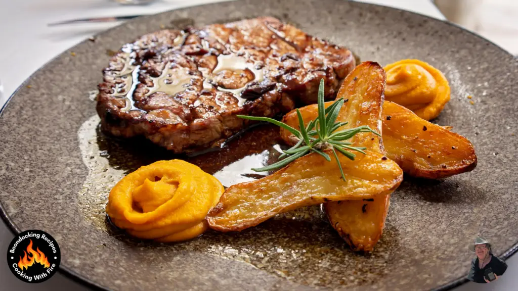 Campfire Sweet Smoked Caveman Steak Recipe - Plating