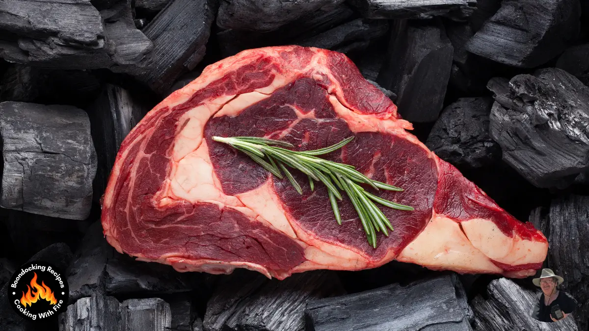Campfire Sweet Smoked Caveman Steak Recipe RibEye