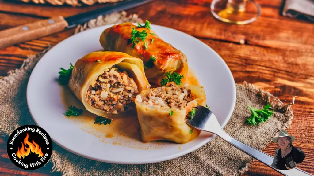 Bison Stuffed Cabbage Rolls Wrapped in Bacon
