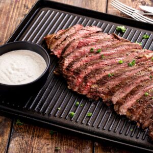 Chipotle Rubbed Bison Flank Steak with Chimichurri