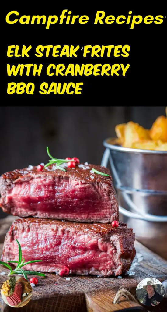 Elk steak frites with cranberry BBQ sauce