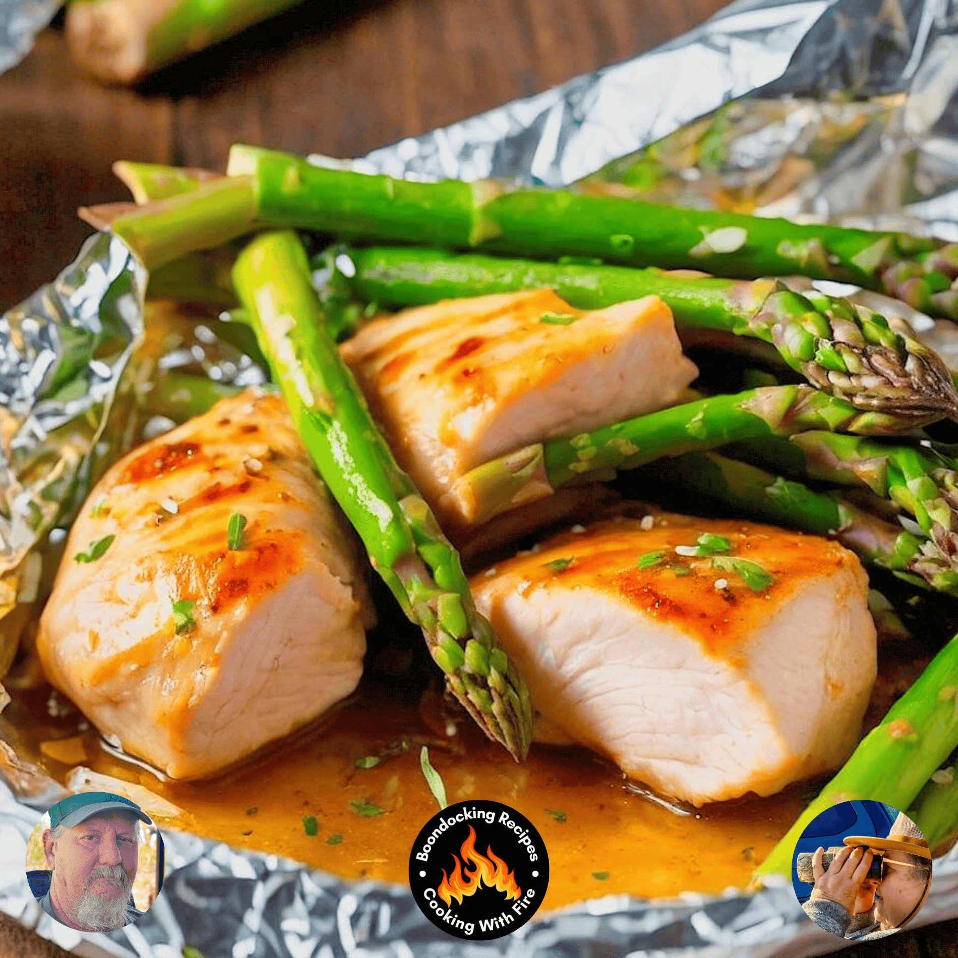 Easy Campfire Foil Packet Garlic Lemon Chicken Breasts and Asparagus