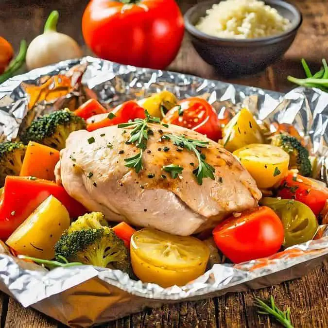 foil packet Italian chicken with vegetables