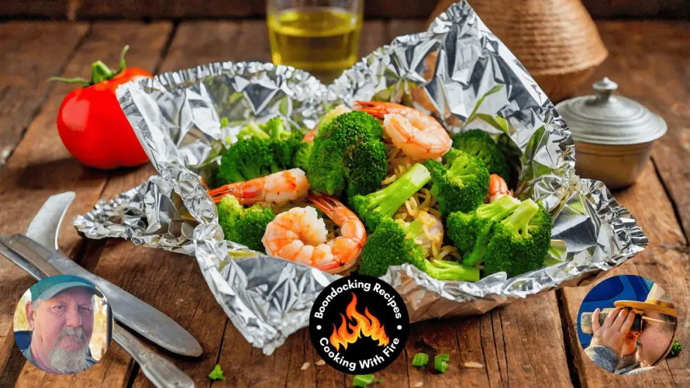 shrimp, broccoli and rice foil packets