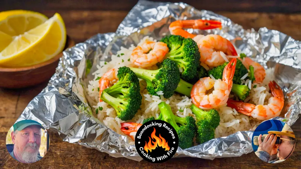 shrimp, broccoli and rice foil packets
