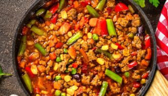 Cast Iron Skillet Ground Bison Vegetable Stew Recipe