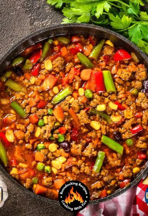Cast Iron Skillet Ground Bison Vegetable Stew Recipe