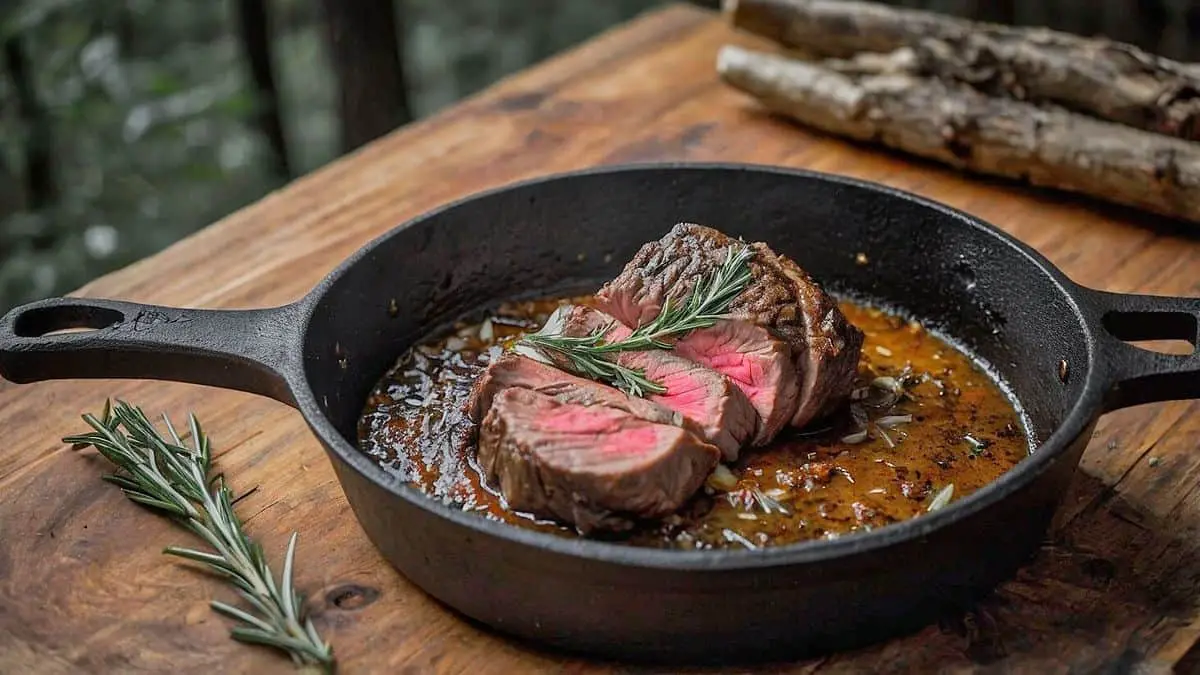 Dutch Oven Garlic Rosemary Bison Tenderloin