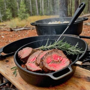 Dutch Oven Garlic Rosemary Bison Tenderloin