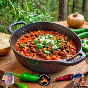 Dutch Oven Spicy Poblano Bison Chili Recipe
