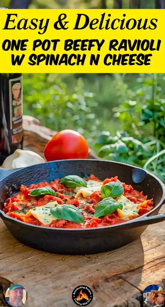 One Pot Beefy Ravioli w Spinach n Cheese