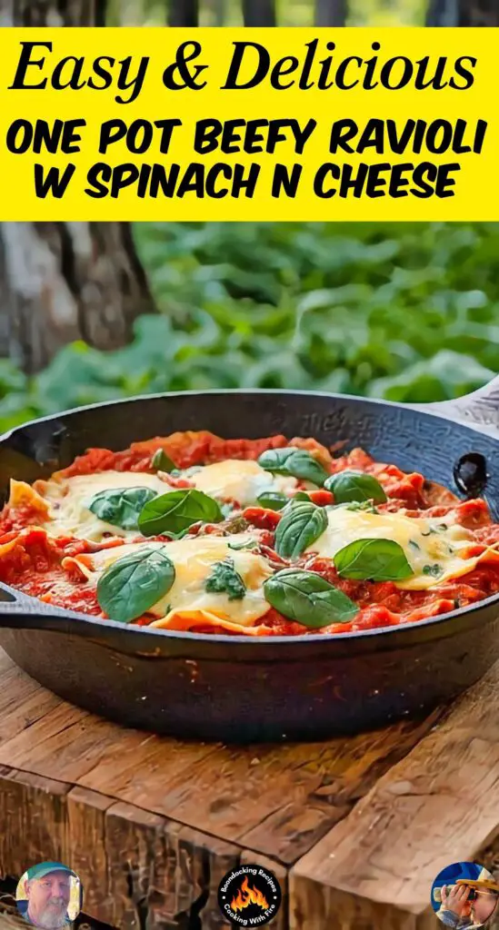 One Pot Beefy Ravioli w Spinach n Cheese