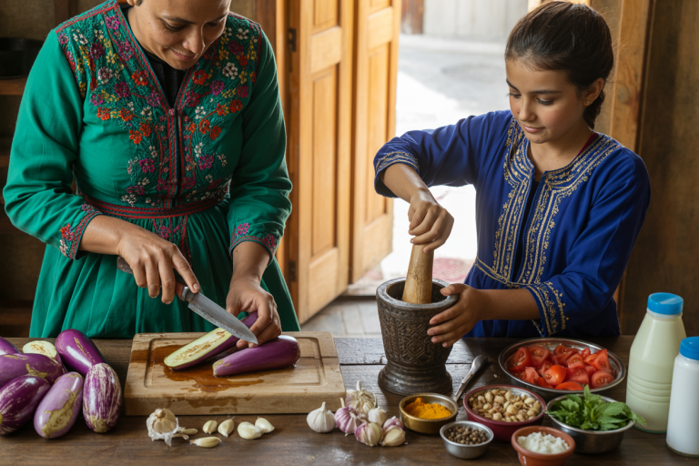 Afghani Borani Banjan Recipe - Prep