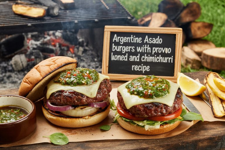 Argentine Asado Burgers with Provolone and Chimichurri Recipe