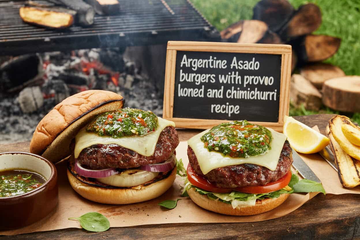 Argentine Asado Burgers with Provolone and Chimichurri Recipe