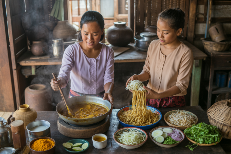 Burmese Kaukswe Recipe - Prep