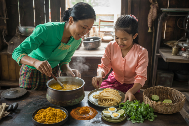 Burmese Ohn No Khao Swe Recipe - Prep