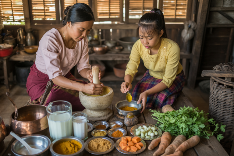 Burmese Vegan Coconut Curry Recipe - Prep