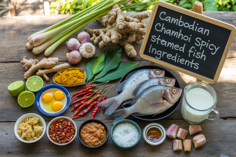 Cambodian Chamhoi Spicy Steamed Fish Recipe - Ingredients