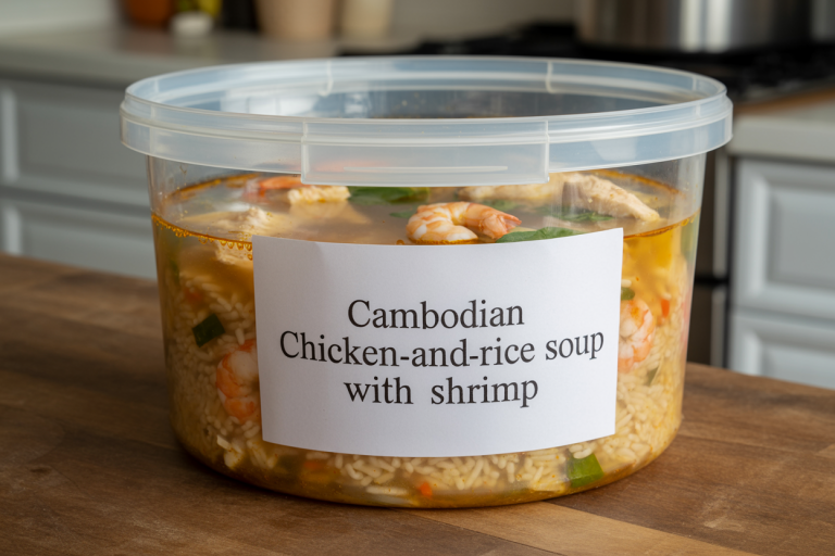 Cambodian Chicken-and-Rice Soup with Shrimp Recipe - Storage