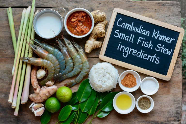 Cambodian Khmer Small Fish Stew Recipe - Ingredients