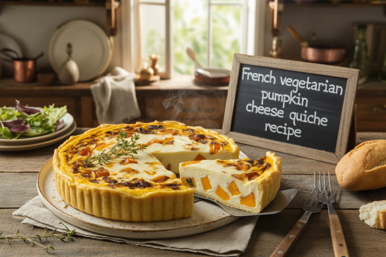 French Vegetarian Pumpkin Cheese Quiche Recipe