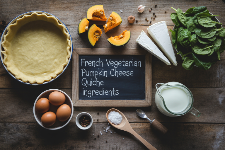 French Vegetarian Pumpkin Cheese Quiche Recipe - Ingredients