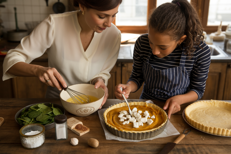 French Vegetarian Pumpkin Cheese Quiche Recipe - Prep