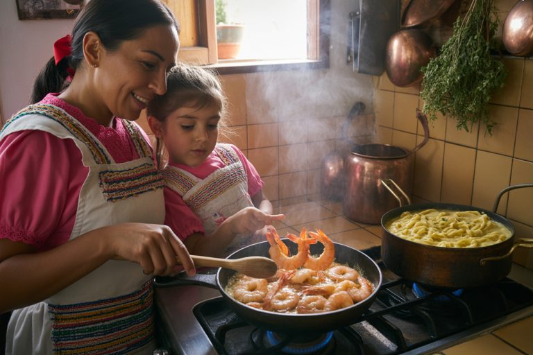 Grilled Argentinian Shrimp for Fettuccine Alfredo Recipe - Cooking