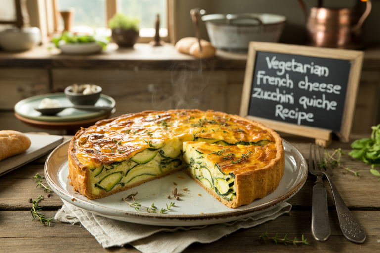 Vegetarian French Cheese Zucchini Quiche Recipe