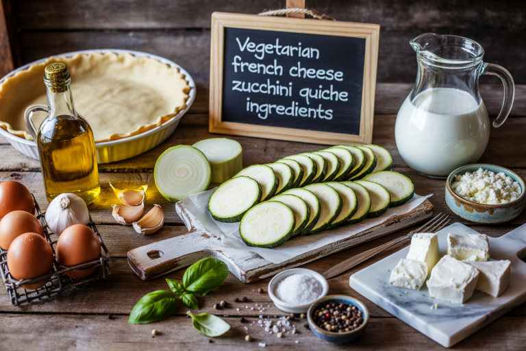Vegetarian French Cheese Zucchini Quiche Recipe - Ingredients
