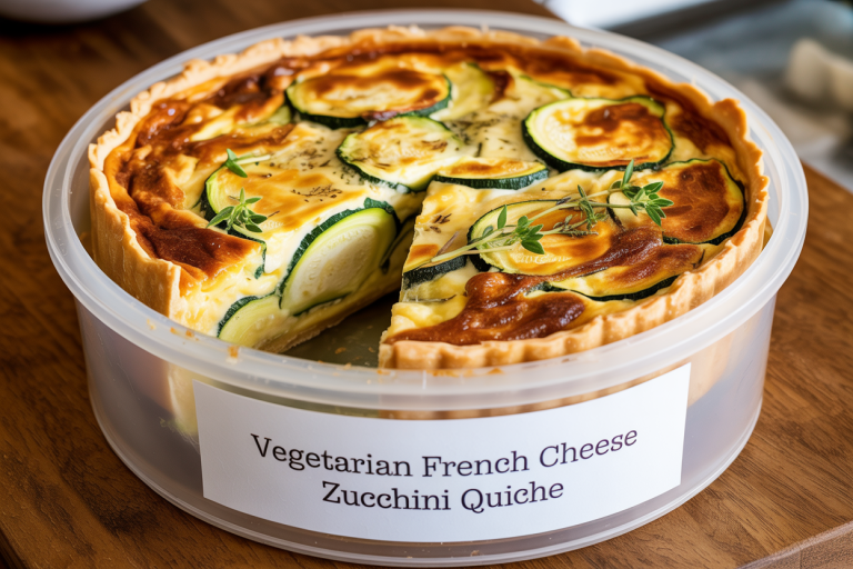 Vegetarian French Cheese Zucchini Quiche Recipe = Storage