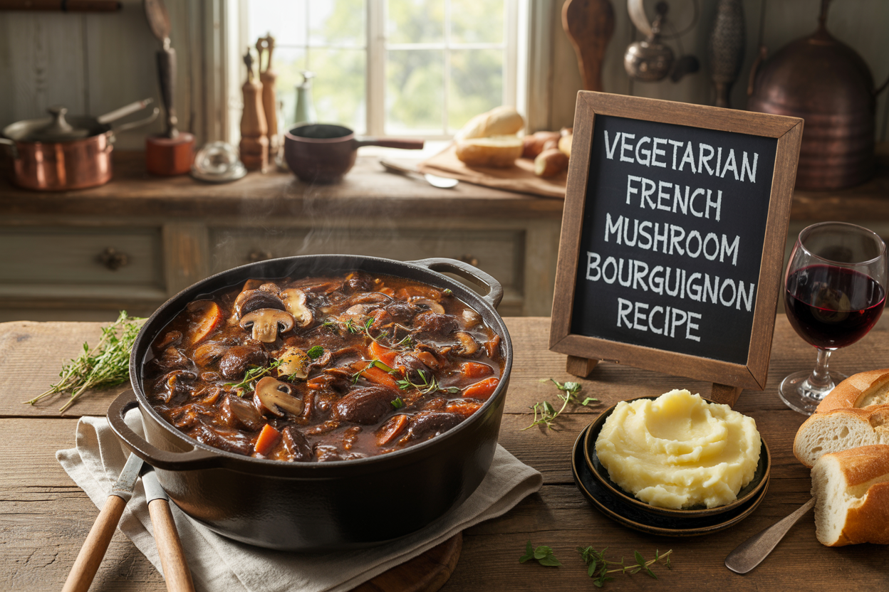 Vegetarian French Mushroom Bourguignon Recipe