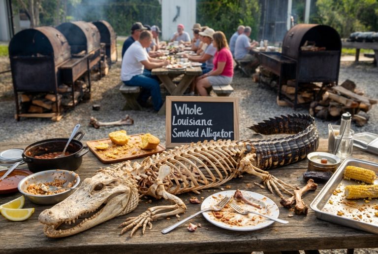 Whole Louisiana Smoked Alligator - End of Dinner