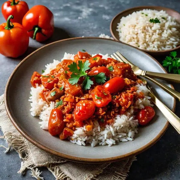 Serbian Rice with Turkey Peppers Tomatoes Recipe
