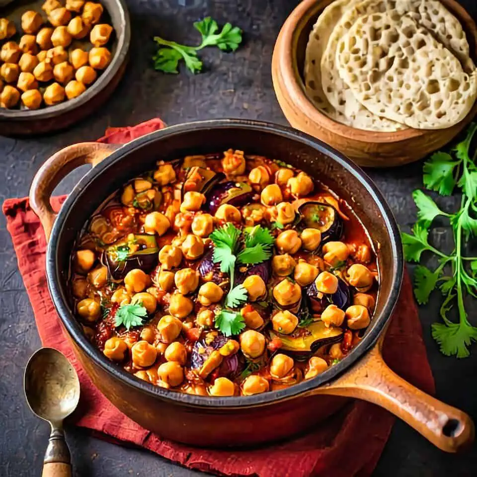 Moroccan Eggplant Chickpea Tagine Recipe