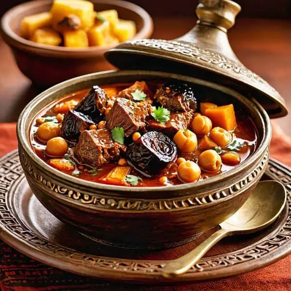 Moroccan Beef Squash, Sticky Prunes, Chickpeas Recipe