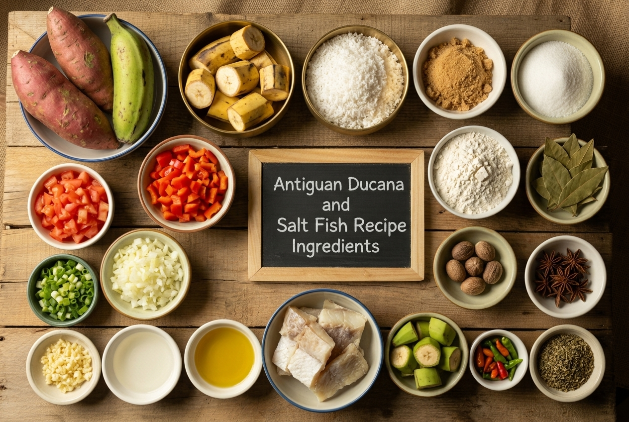 Antiguan Ducana and Salt Fish Recipe - Ingredients