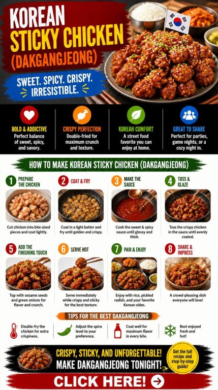 Korean Sticky Chicken (Dakgangjeong)