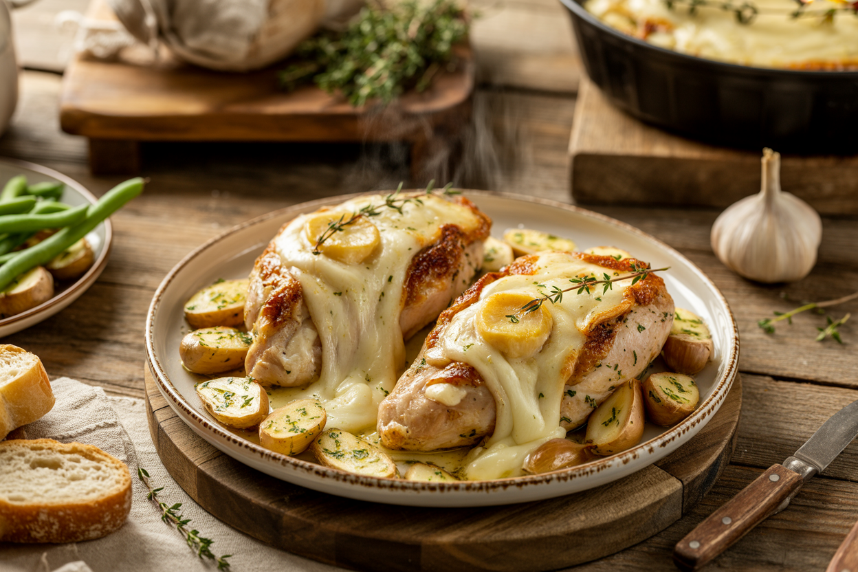 Baked Garlic Camembert Chicken Breast