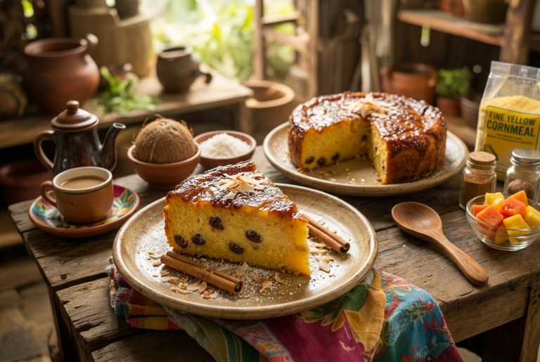Belizean Cornmeal Pudding Cake