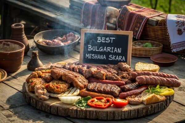 Authentic Bulgarian Meschana Skara grilled meats for camping and RV cooking. Perfect for outdoor boo.