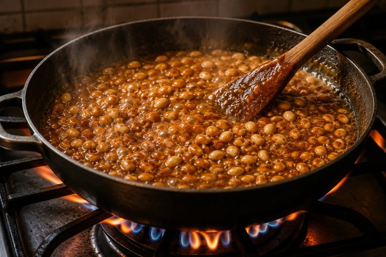 Angolan Pé de Moleque Candy Recipe Simmering On the Stove