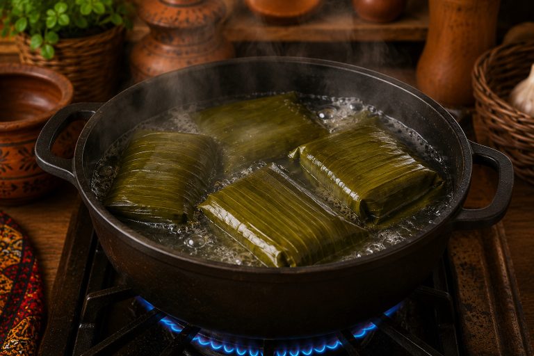 Angolan Chikuanga Cassava Bread Recipe Cooking in Water