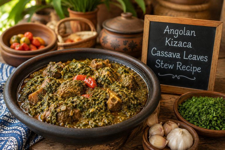 Angolan Kizaca Cassava Leaves Stew Recipe