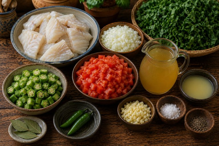 Angolan Calulu de Peixe Fish Vegetable Stew Recipe Ingredients