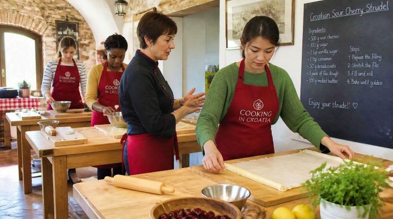 Croatian Sour Cherry Strudel Recipe Cooking Class