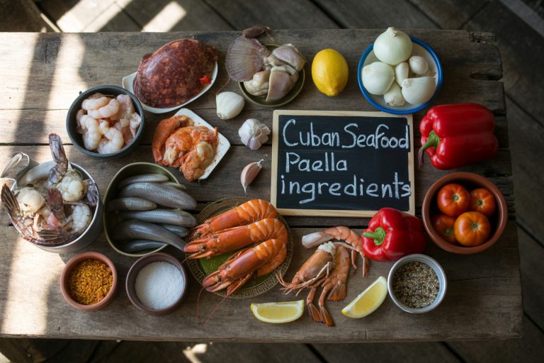 Cuban Seafood Paella Ingredients