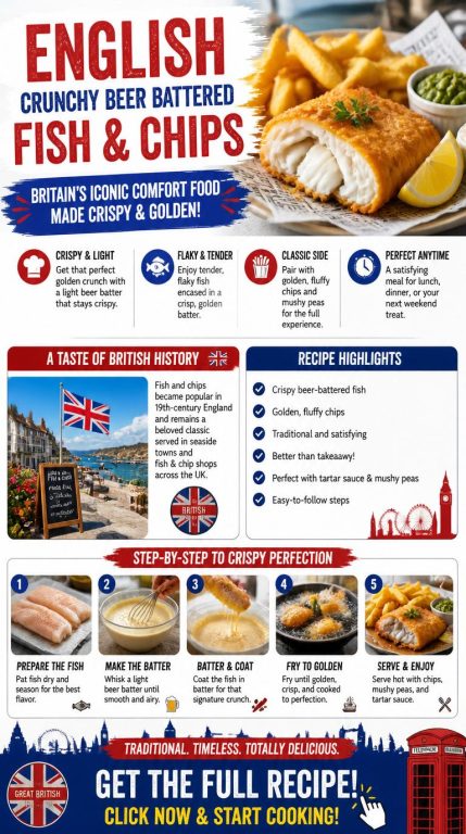English Crunchy Beer Battered Fish and Chips Recipe